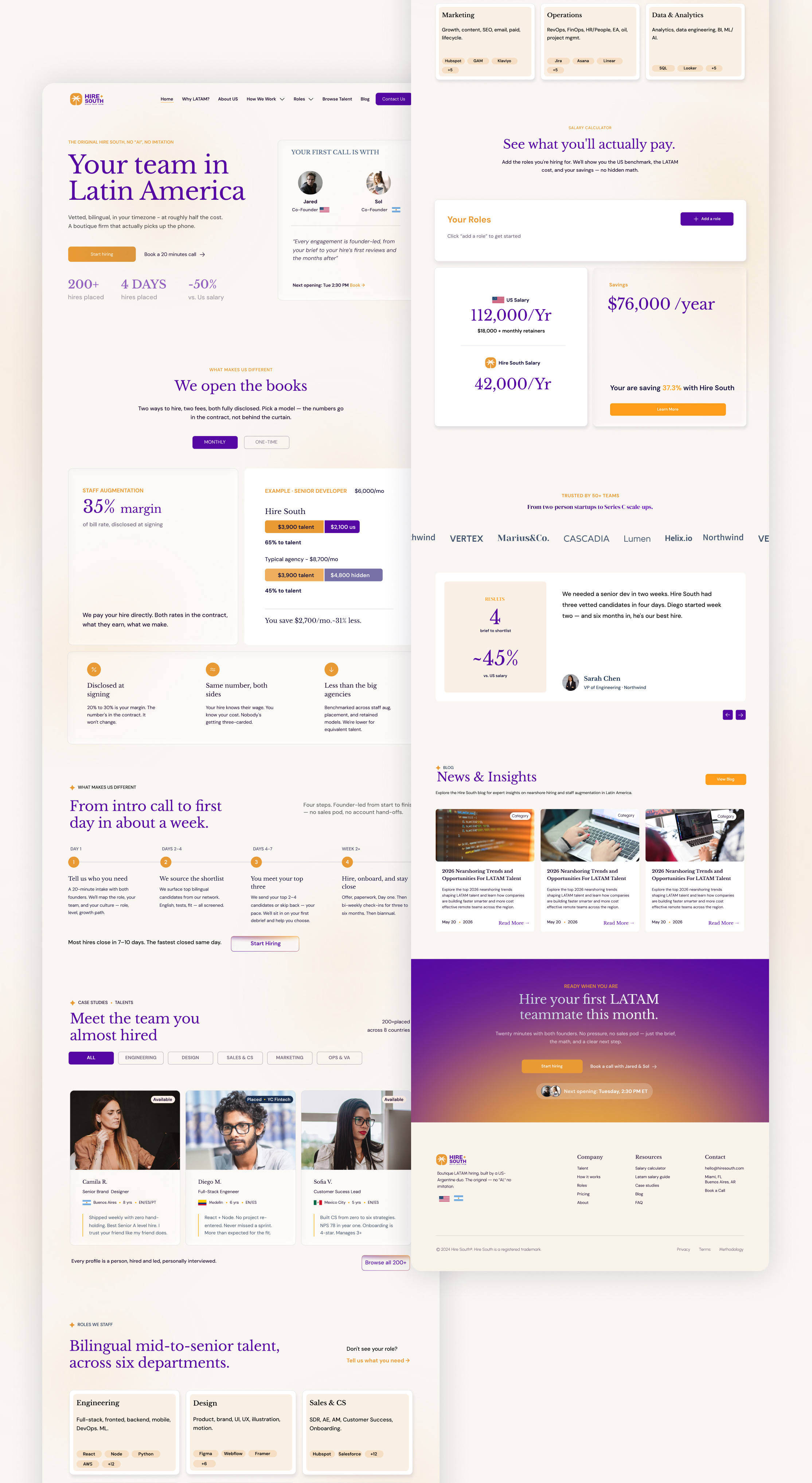 Full HireSouth homepage, top to bottom